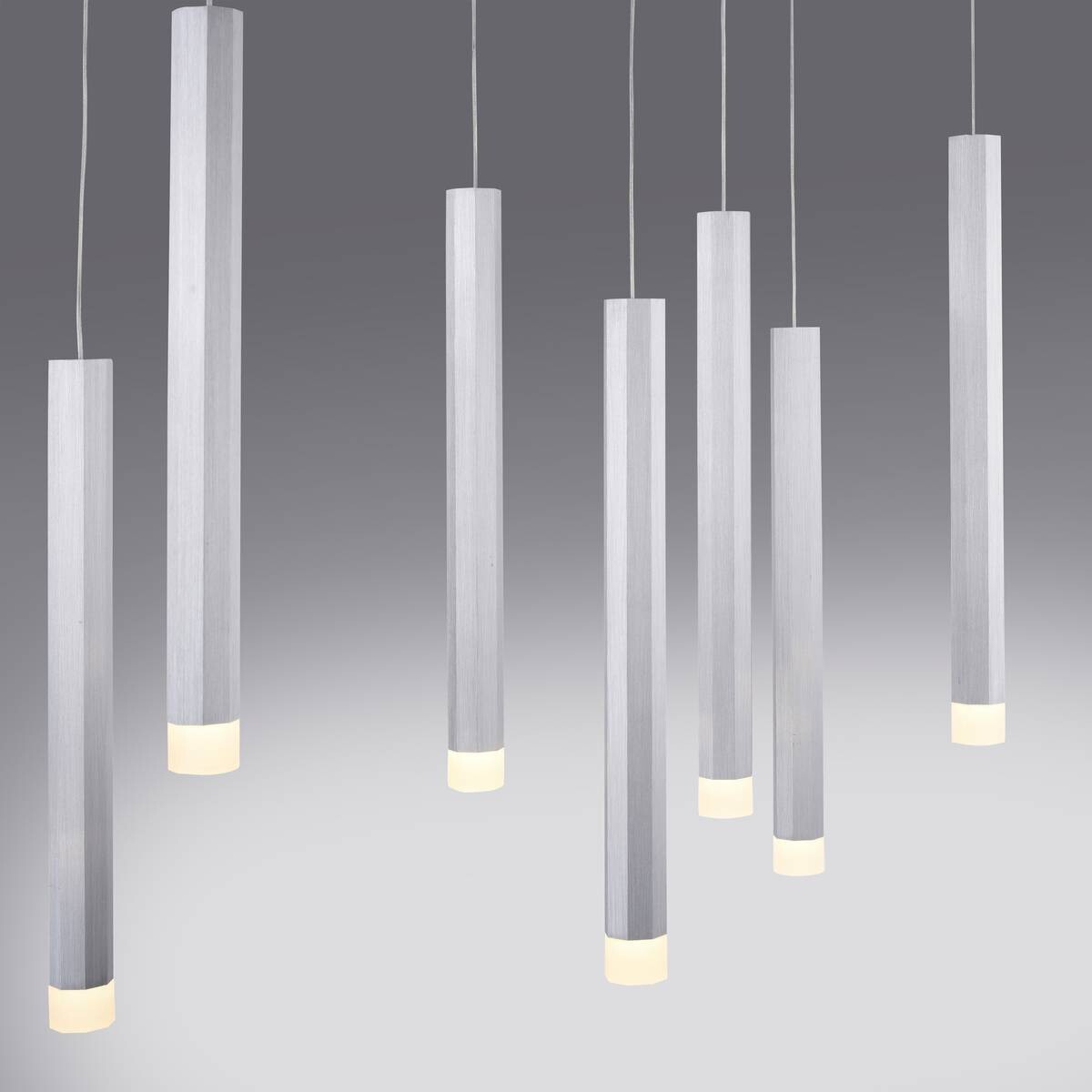 Just Light LED-Pendelleuchte BRUNO 15206-95 Alu Eisen Aluminium B/H/T: ca. 89x120x30 cm 10.0 Brennstellen