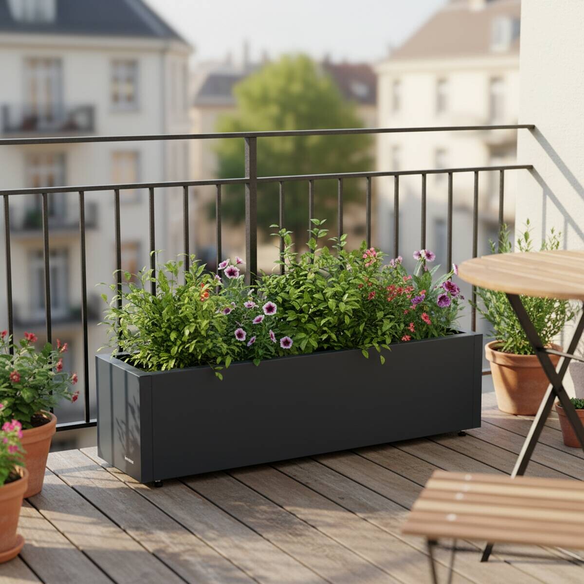 Herstera Garden Pflanzkübel Cube anthrazit Metall B/H/L: ca. 100x25x25 cm