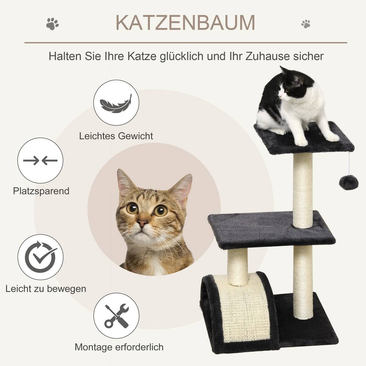 PawHut Kratzbaum grau Edelstahl B/H/L: ca. 35x40x72 cm