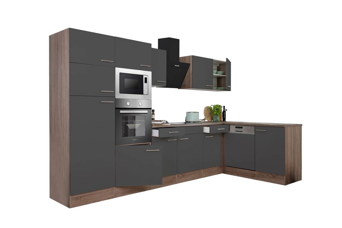 Respekta Winkelküche KBL340EYGMISGKE grau B/H/T: ca. 340x205x172 cm