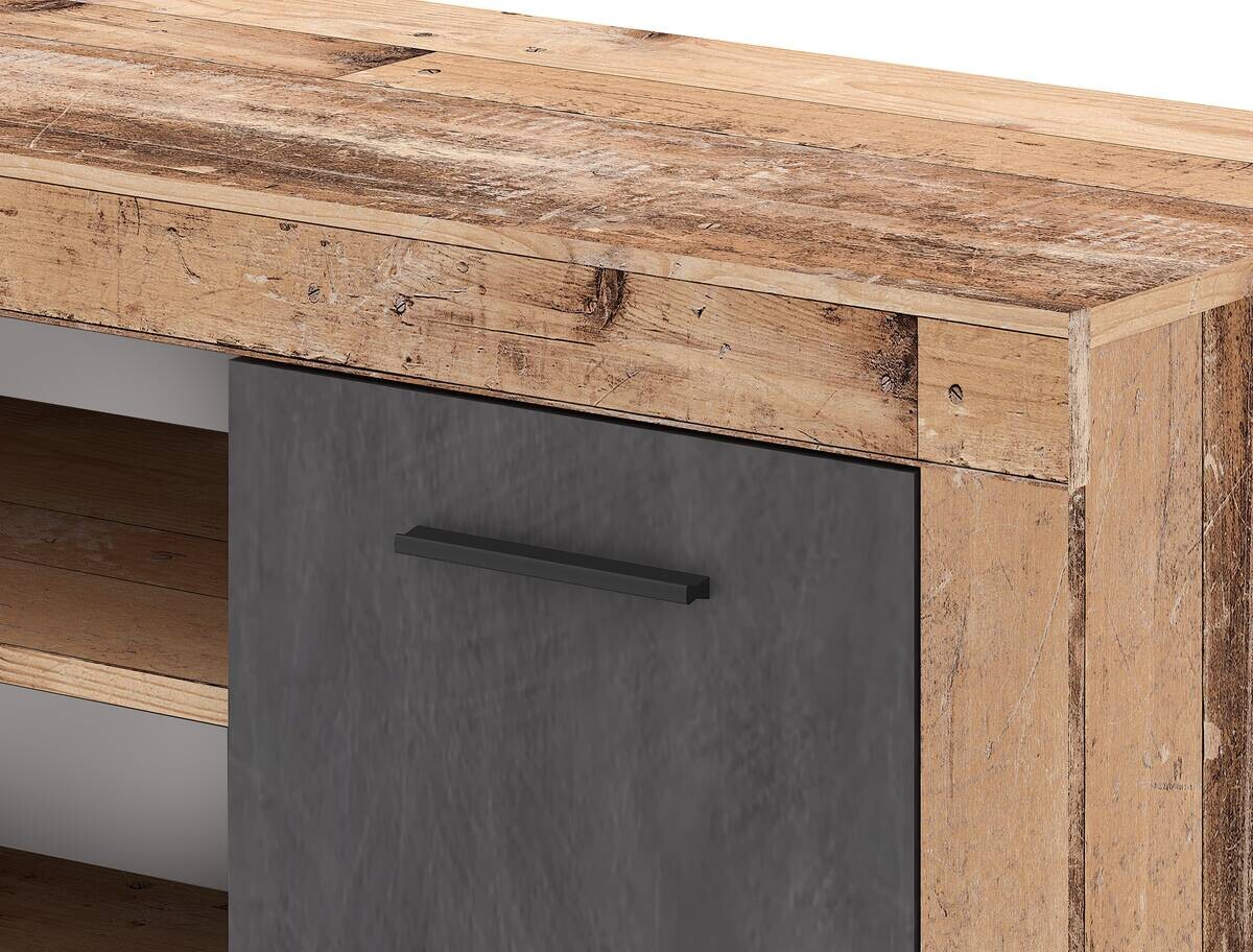 TV-Lowboard LUNA 2D Eiche Old Wood hell Nachbildung Eiche Matera Nachbildung Beton Optik B/H/T: ca. 140x40x40 cm