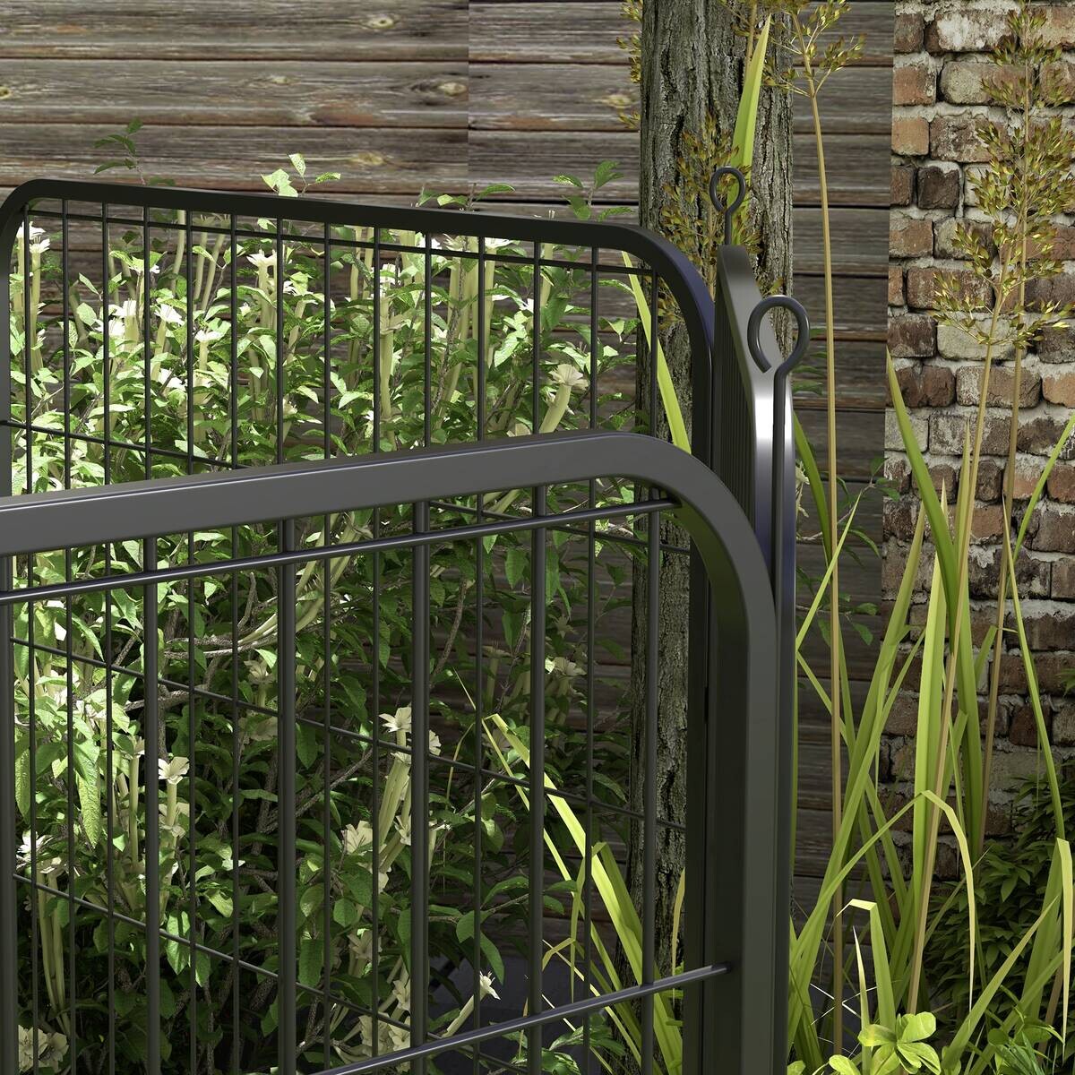 PawHut Welpenauslauf Freigehege schwarz Edelstahl B/H/L: ca. 79x79x100 cm