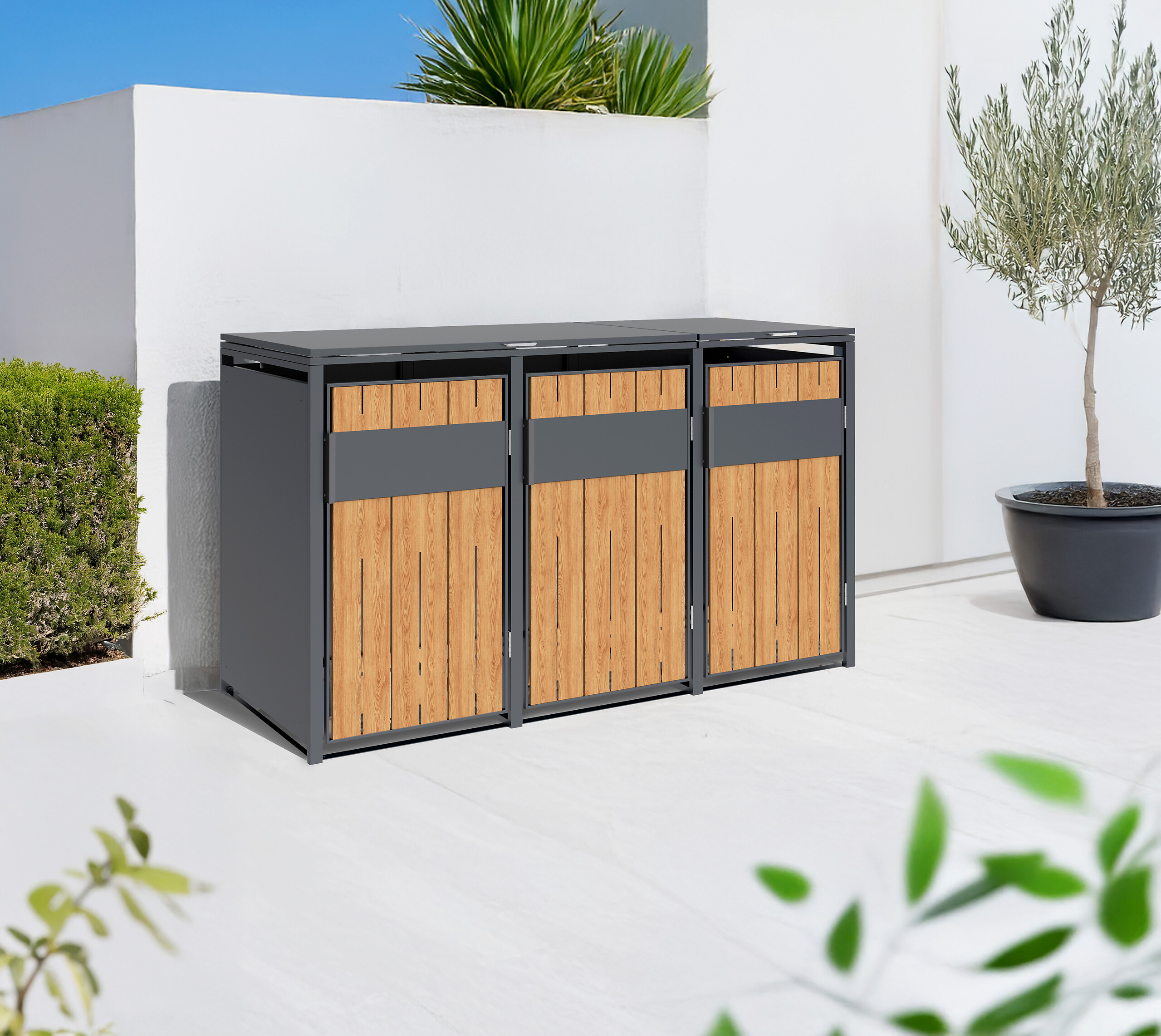 Westmann Mülltonnenbox Varius Holzoptik B/H/L: ca. 198x116x80 cm