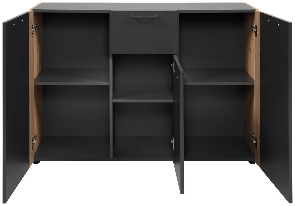 Kommode Cento anthrazit Eiche Artisan Oak Nachbildung B/H/T: ca. 126x83x35 cm
