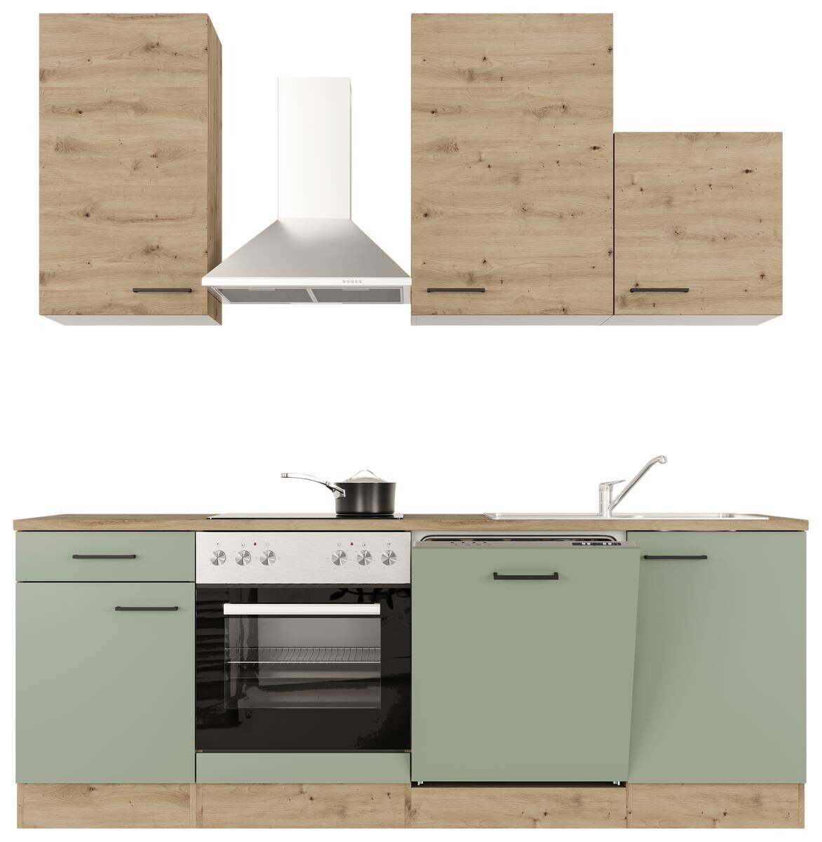 Küchenblock Cara grün matt B/H/T: ca. 220x234x60 cm
