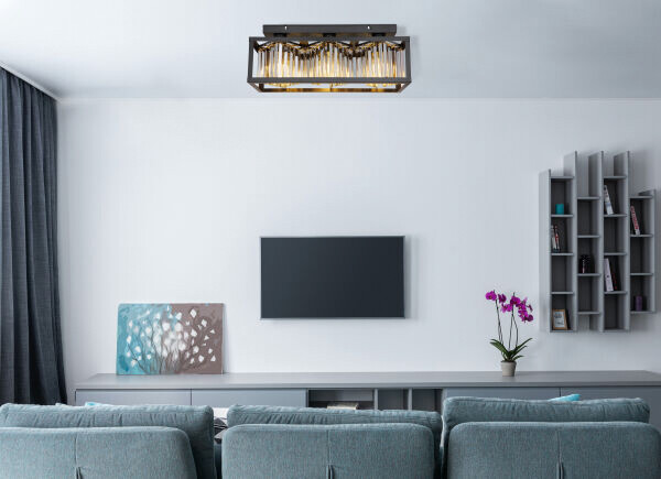 GLOBO Deckenleuchte MATHILDE 15697-3D schwarz klar Metall Acryl B/H/L: ca. 17x20,5x51 cm E27 3 Brennstellen