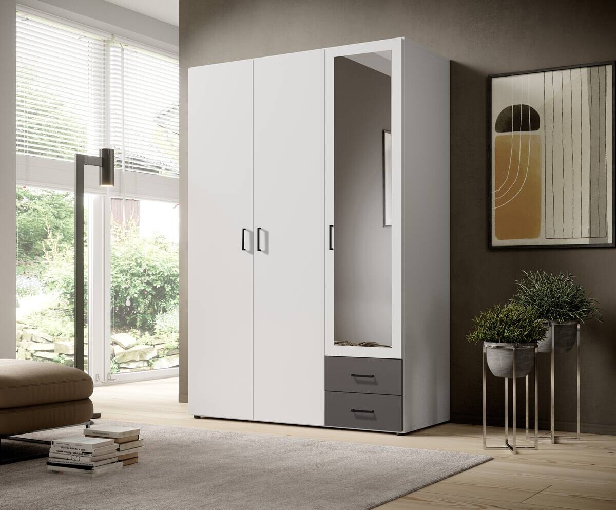 Kleiderschrank Base 3 weiß B/H/T: ca. 121x176x51 cm