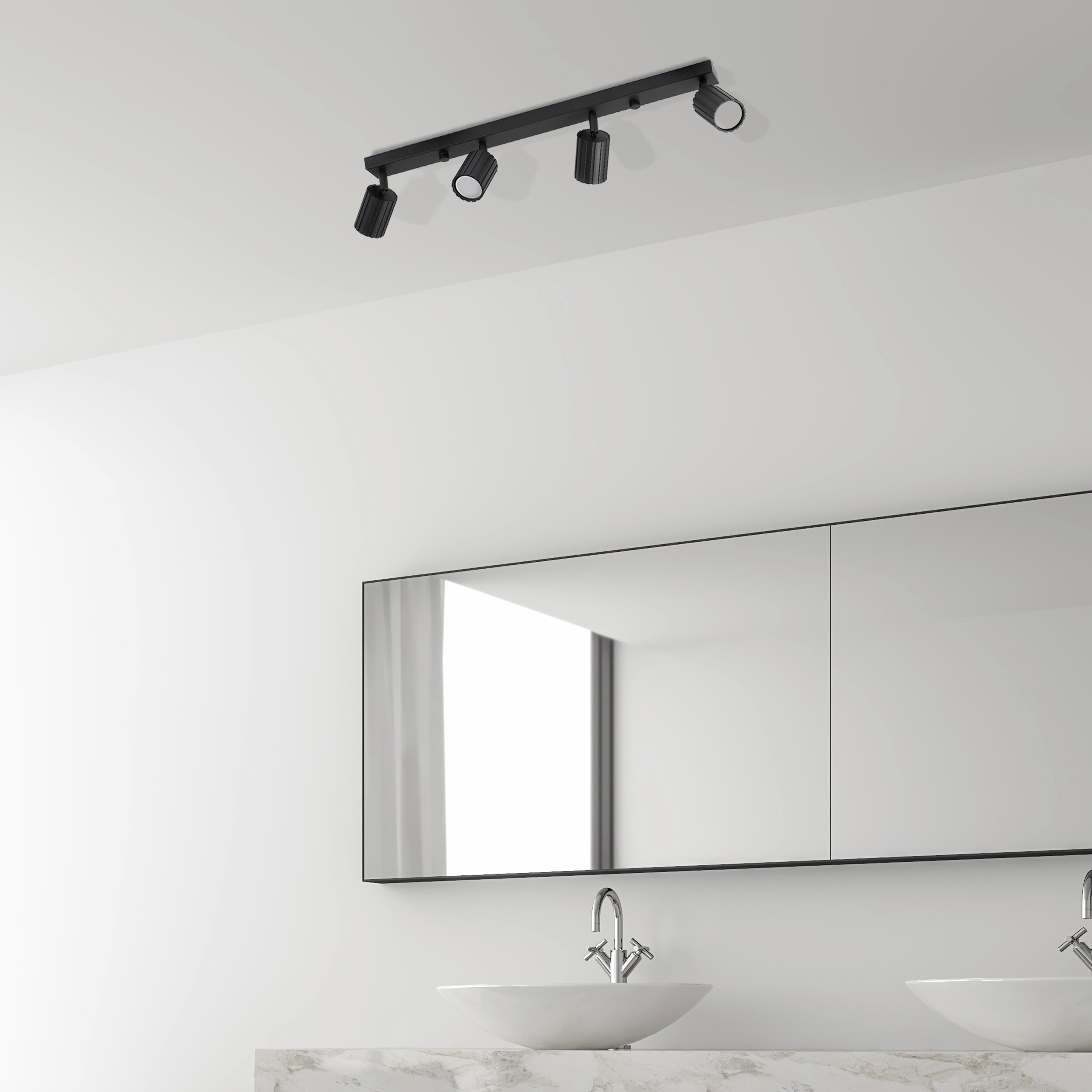 Lamkur Strahler Prisma schwarz Stahl B/H/L: ca. 6,5x16,5x81 cm 4 Brennstellen