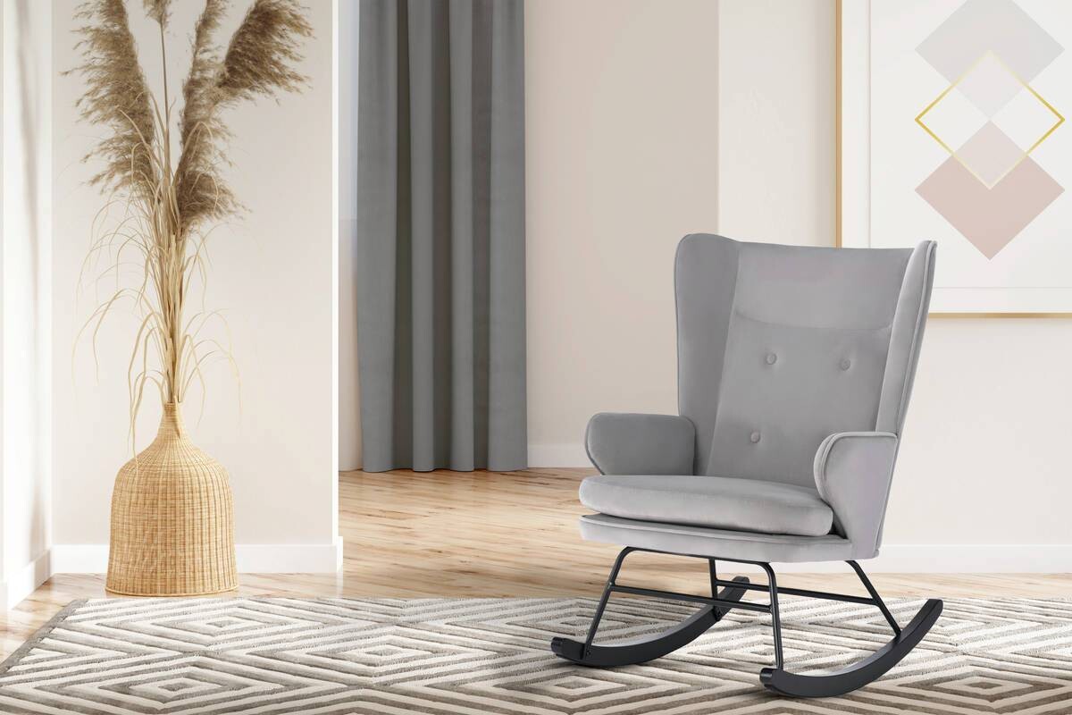 Schaukelstuhl Melorie 100 grau B/H/T: ca. 86x95x65 cm