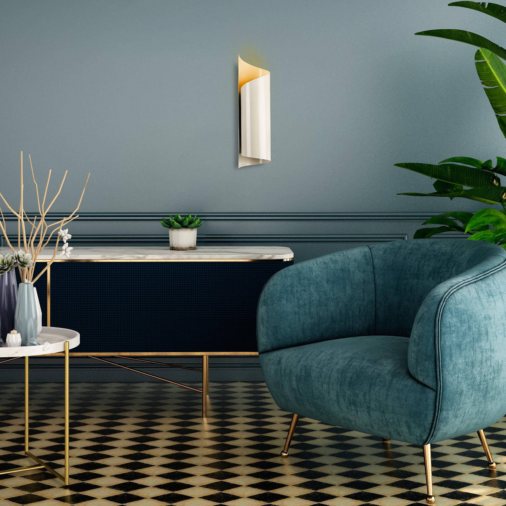 Opviq Wandleuchte creme Eisen B/H/L: ca. 16x35x10 cm E27 1 Brennstellen