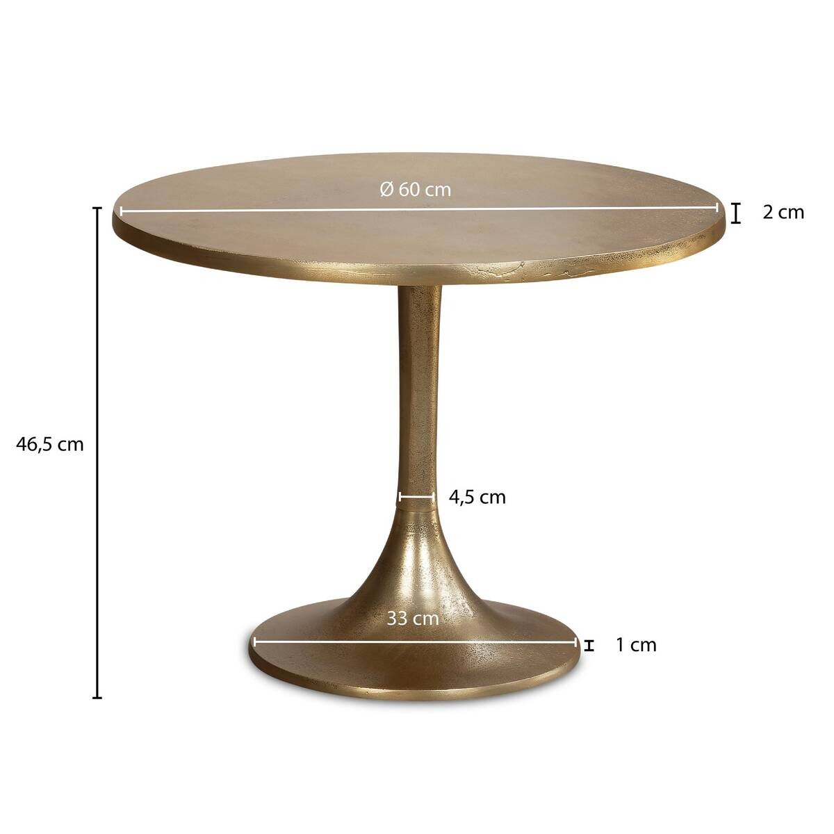Wohnling Couchtisch gold Metall H/T: ca. 47x60 cm