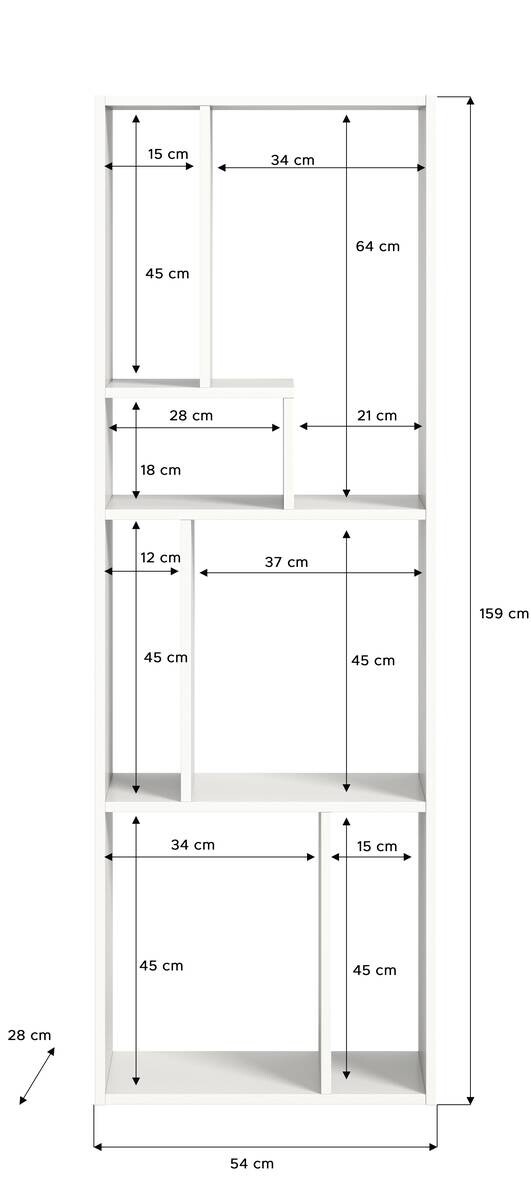 Regal Tommy weiß B/H/T: ca. 159x54x28 cm