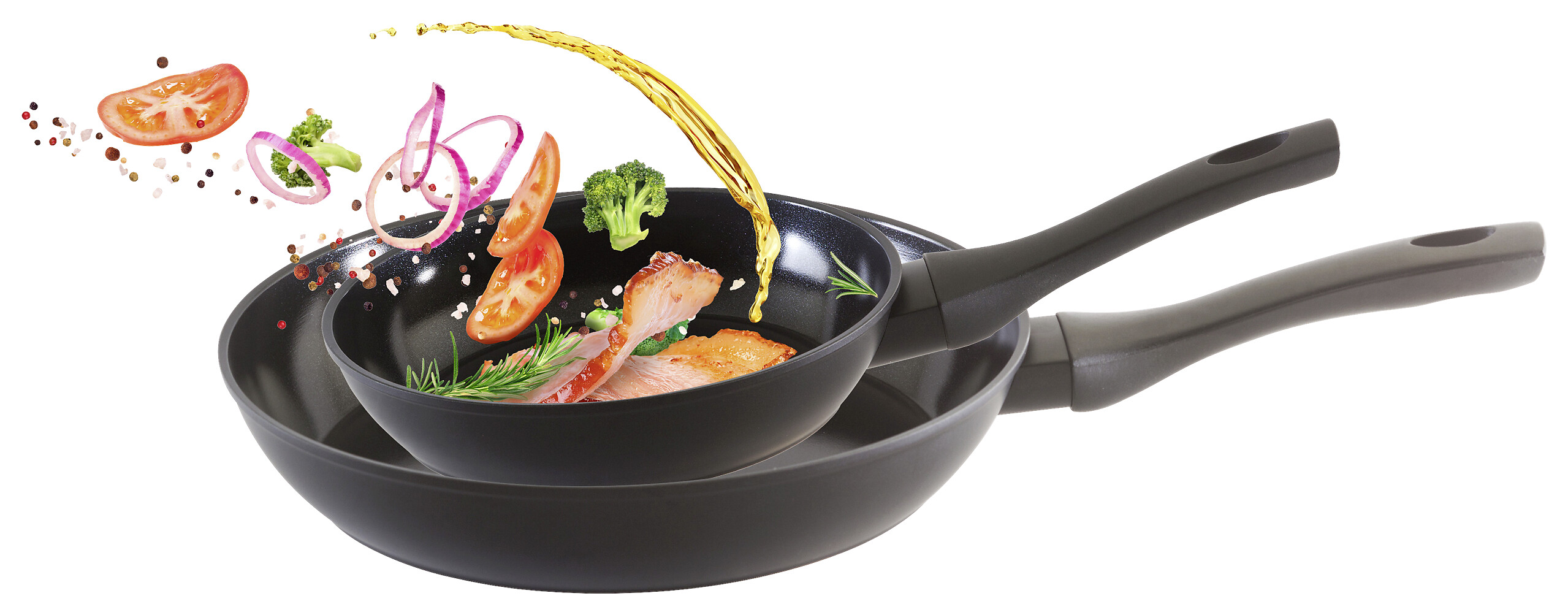 Pfanne schwarz Aluminium 2 tlg.
