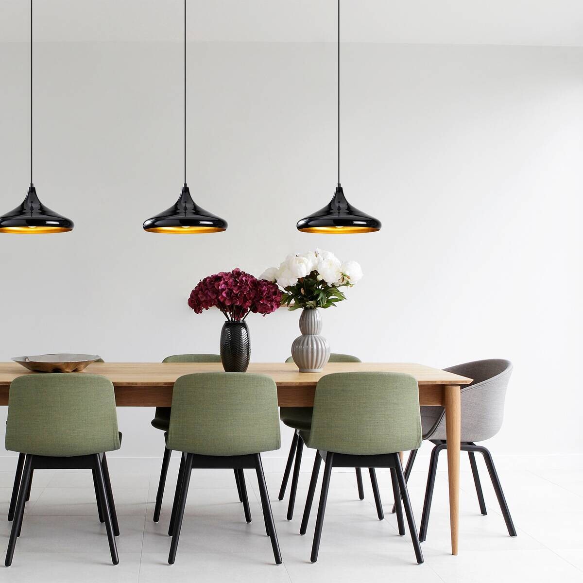 Opviq Pendelleuchte Berceste schwarz Metall B/H/T/L/D: ca. 35x116x35x35x35 cm E27 3 Brennstellen