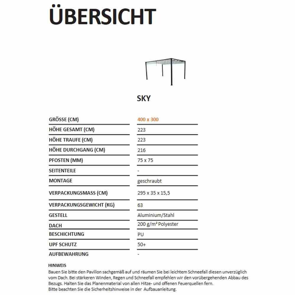 Gardamo Pavillon SKY grau Aluminium