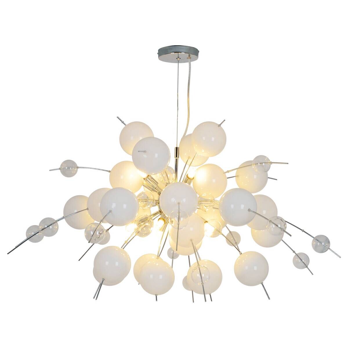 Näve Leuchten Pendelleuchte weiß Glas Metall B/H/T/D: ca. 98x187x98x98 cm G9 10 Brennstellen