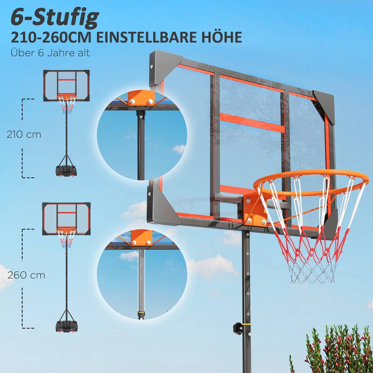 AIYAPLAY Basketballkorb für Kinder rot B/H/L: ca. 53x306x82 cm