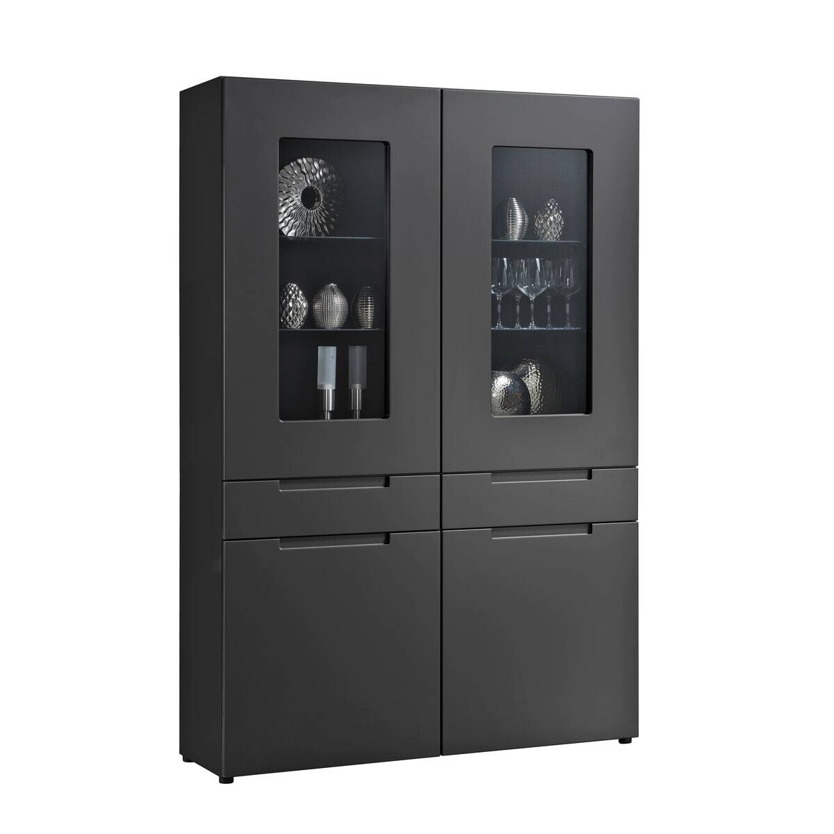 Hochschrank Mailand anthrazit matt MDF B/H/T: ca. 128x191x40 cm