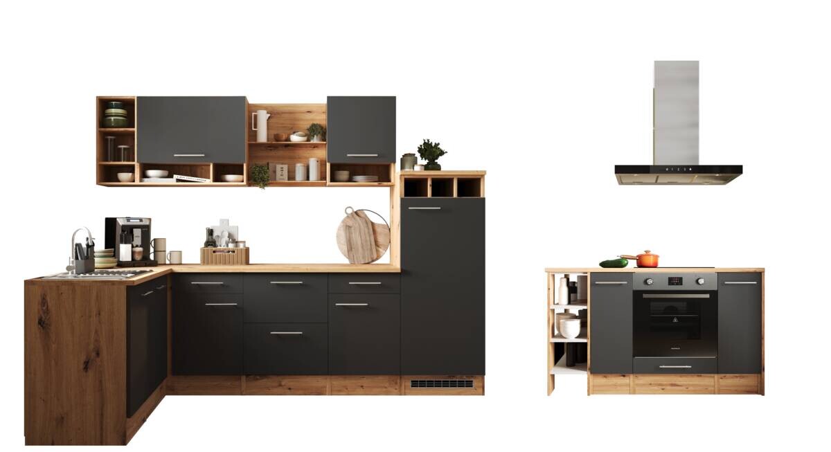 Respekta Winkelküche Hilde grau matt B/H/T: ca. 280x205x172 cm