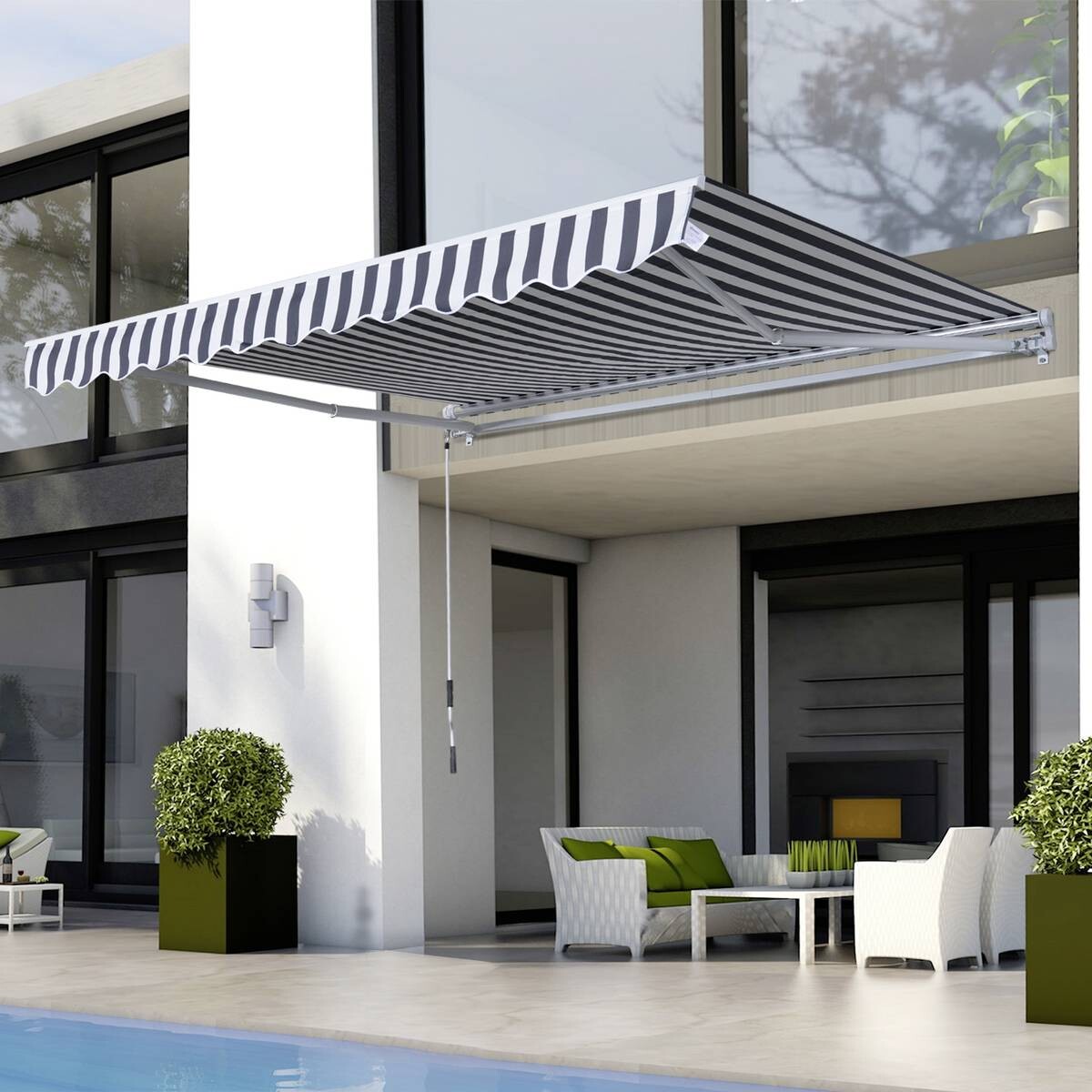 Outsunny Gelenkarmmarkise grau B/H/L: ca. 350x0,3x250 cm