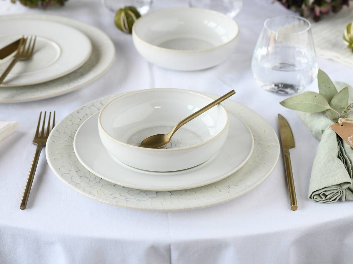 CreaTable Tafelservice Unico Toscania offwhite Steinzeug 12 tlg.