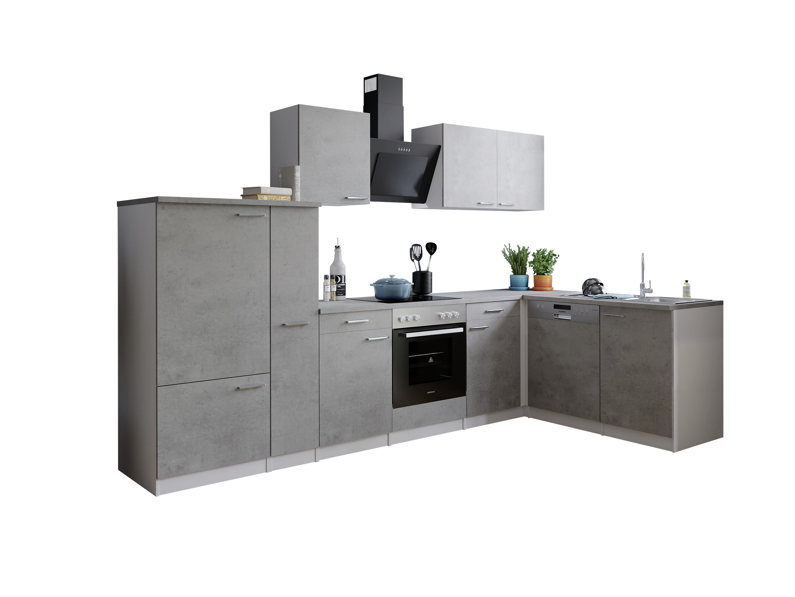 Respekta Winkelküche Malia Beton Optik B/H/T: ca. 310x200x172 cm