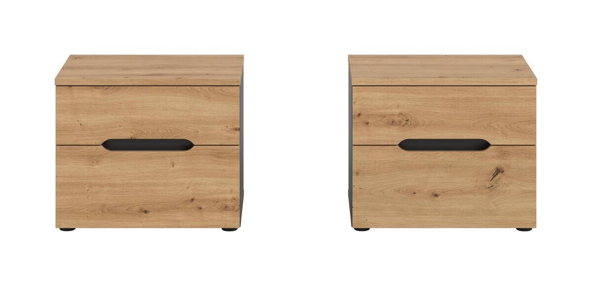 Nachtkonsolen CANU, 2er-Set basaltgrau Artisan Nachbildung B/H/T: ca. 50x42x37 cm