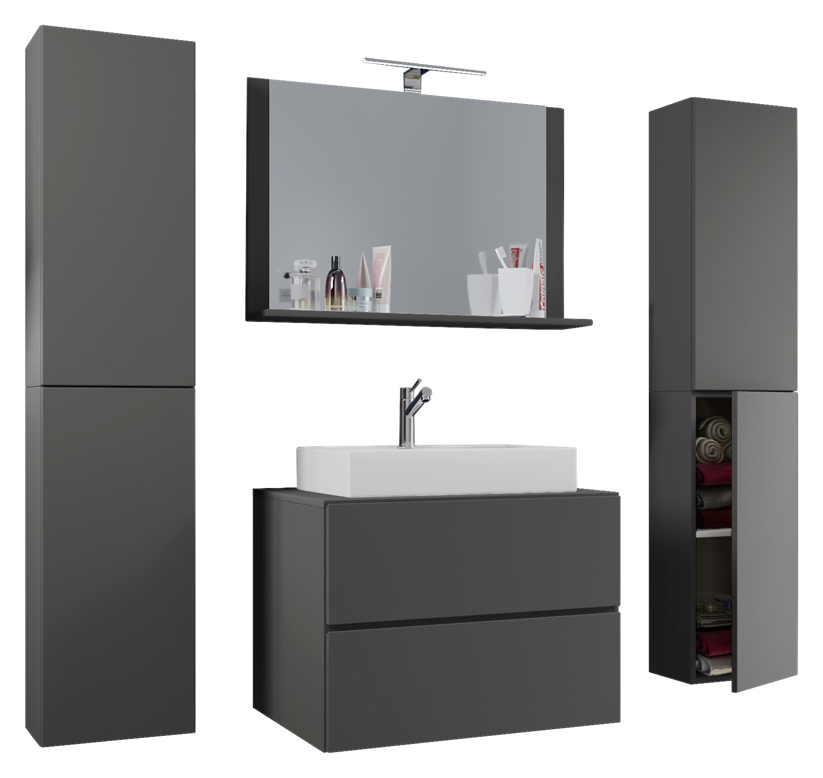 Waschplatz 5tlg-Lendas weiß anthrazit B/H/T: ca. 60x52x52 cm