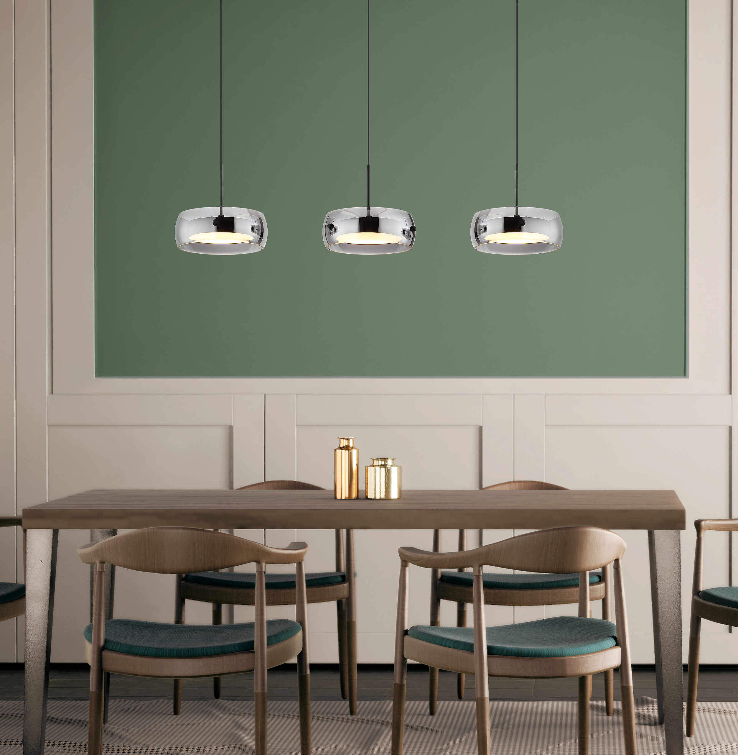 GLOBO LED-Hängeleuchte mattschwarz Rauch Opal Metall Glas Kunststoff B/H/L: ca. 20x120x85 cm 1.0 Brennstellen