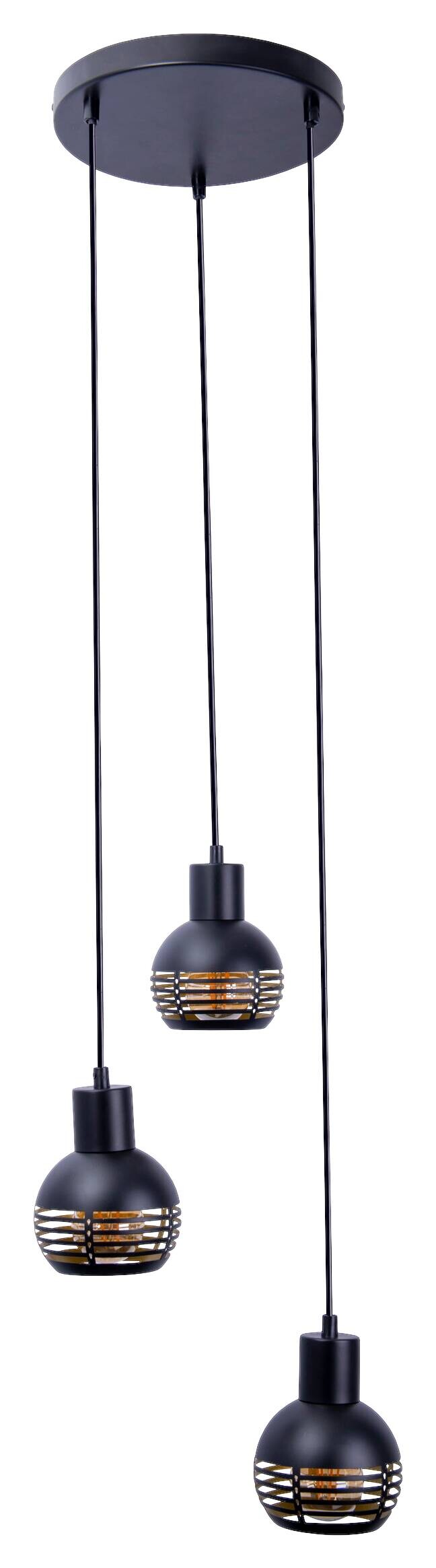 Näve Leuchten Pendelleuchte Casco NV7092622 schwarz Metall H/D: ca. 120x25 cm E27 3 Brennstellen