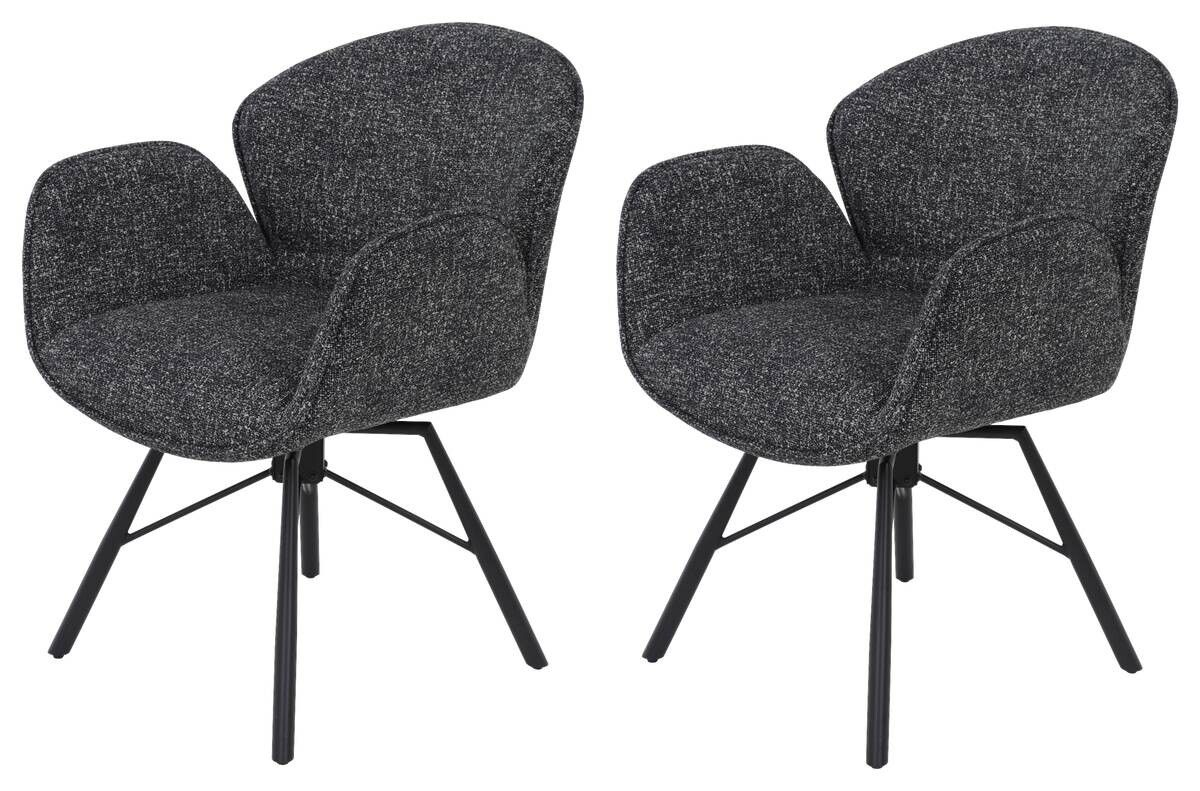 Sessel Bristol, 2er-Set anthrazit Metall Microfaser B/H/T: ca. 62x83x66 cm