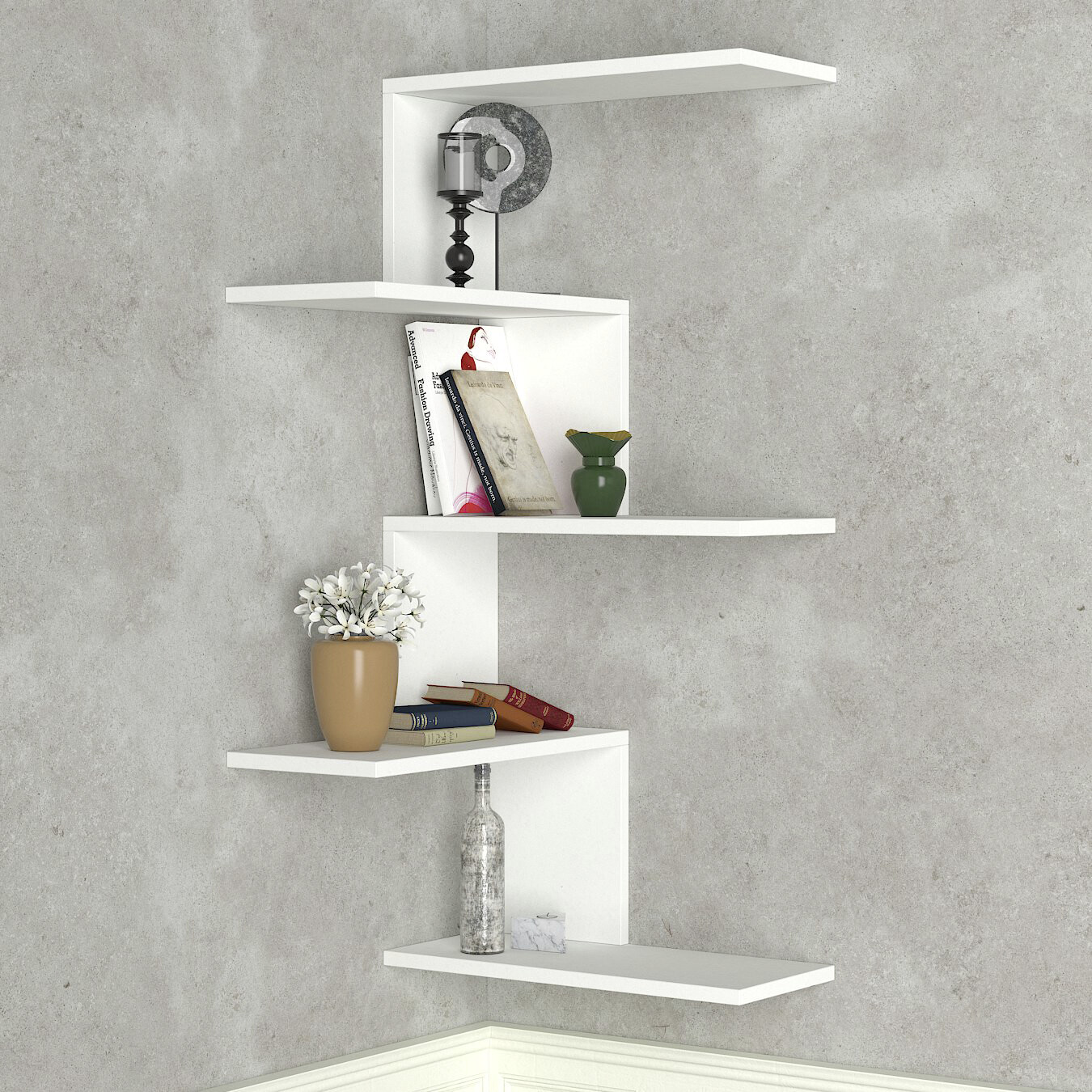 Wandregal Caniko weiß B/H/T: ca. 51,5x109x22 cm