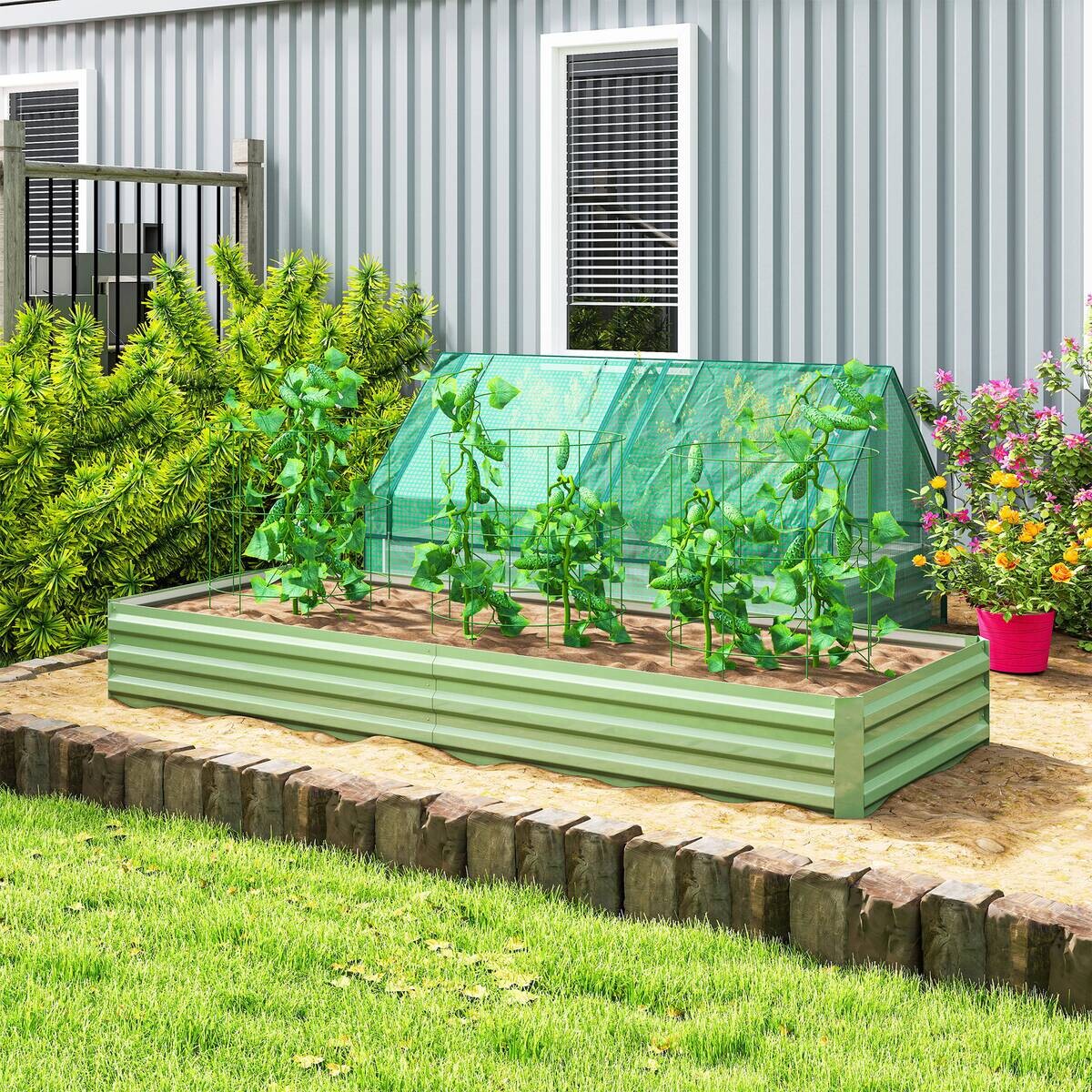 Outsunny Hochbeet grün Stahl B/H/L: ca. 90,5x30x241 cm