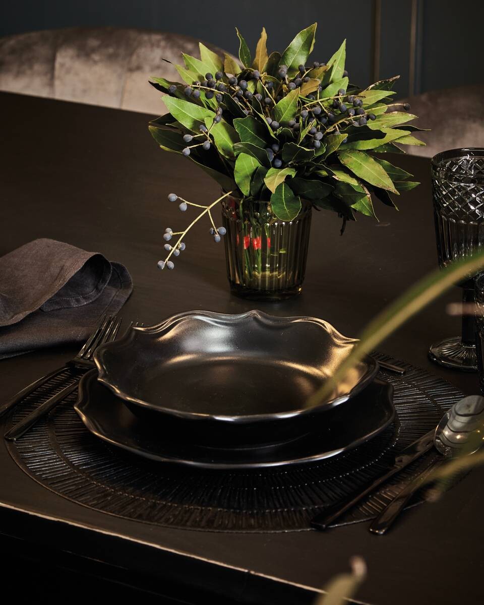 TOGNANA Tafelservice Cecile schwarz Steinzeug 12 tlg.