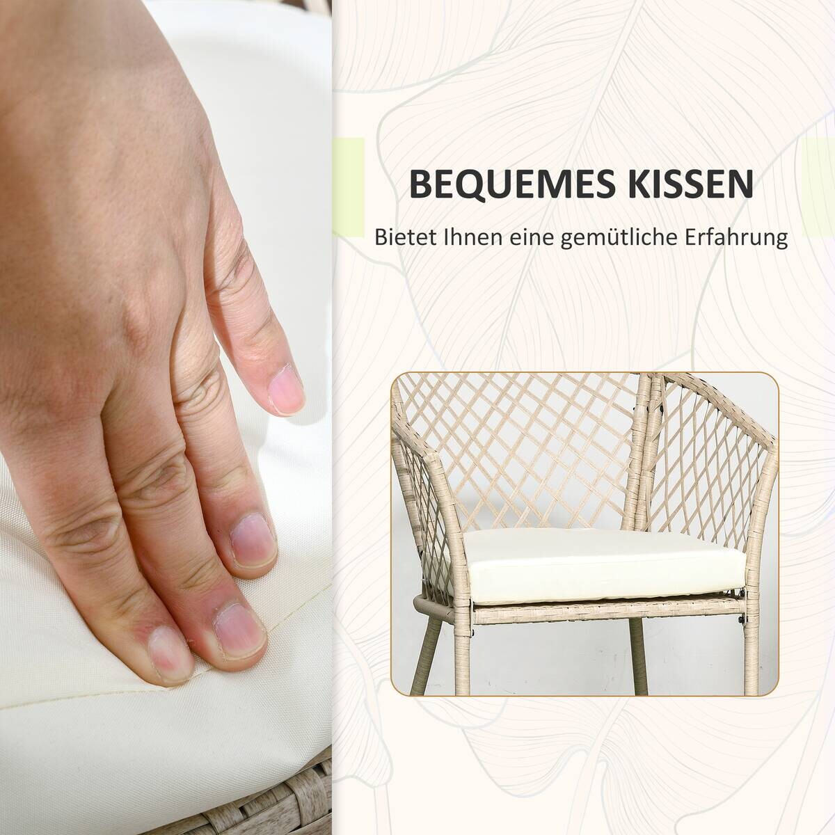 Outsunny Sitzgruppe khaki Edelstahl B/H/L: ca. 65x63x81 cm