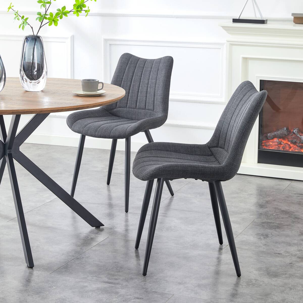 Stuhl LOTTA, 2er Set anthrazit Webstoff B/H/T: ca. 53x86x59 cm