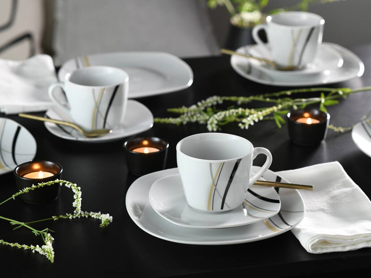 CreaTable Kombiservice Square City Line weiß Porzellan 62 tlg.