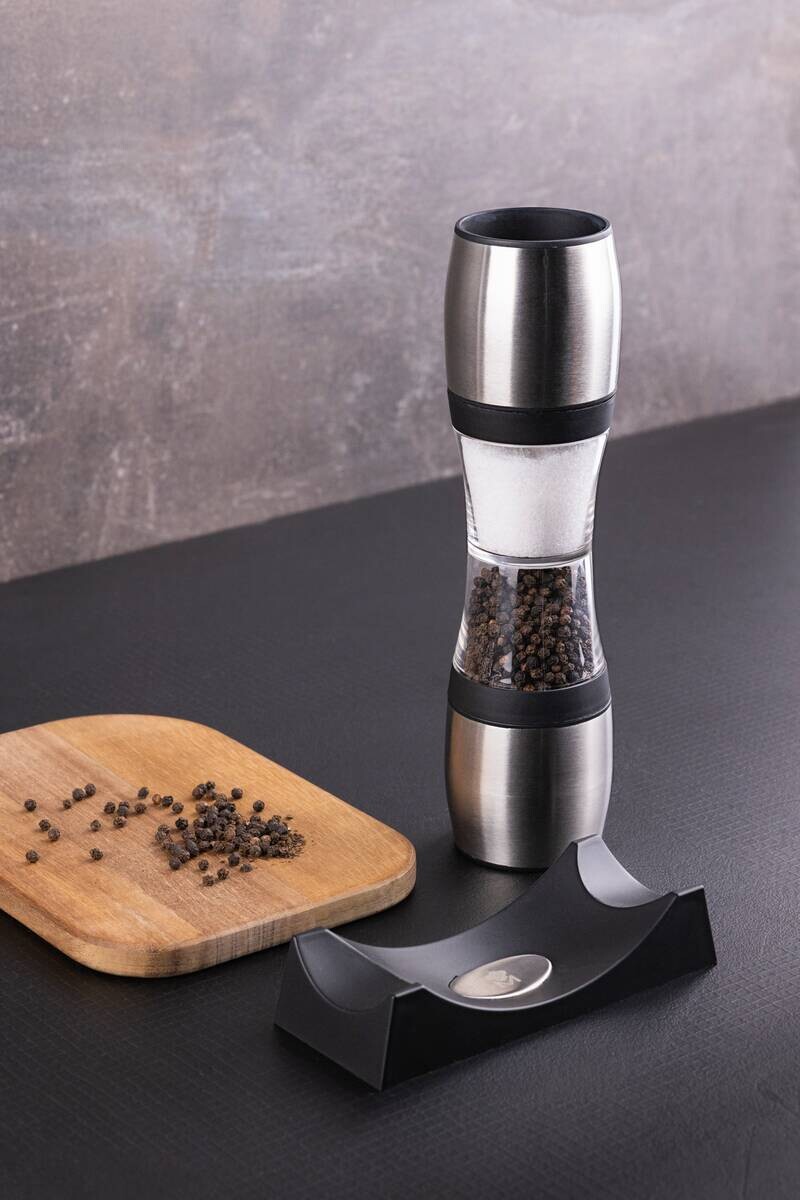 MASTERPRO Salz- u. Pfeffermühle FOODIES COLLECTION silber Edelstahl B/D: ca. 23x5 cm