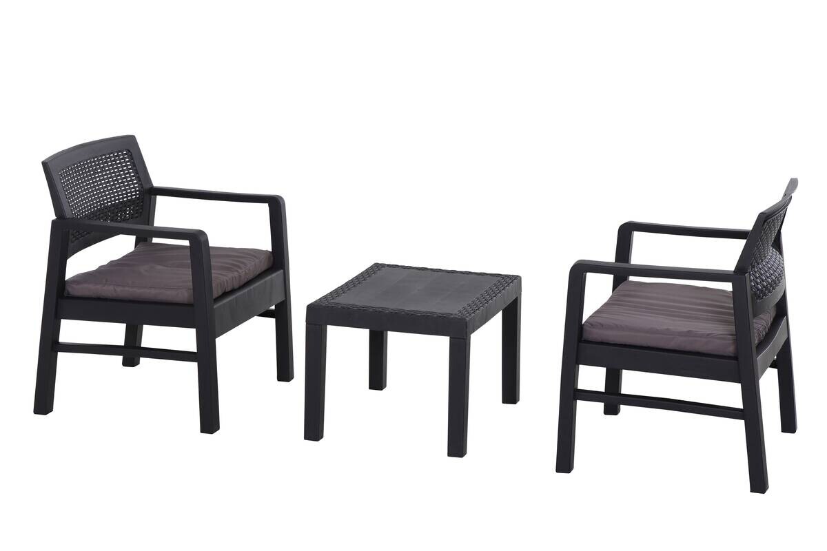 ProGarden Balkonset Kraka anthrazit Kunststoff B/H/L: ca. 60x42x70 cm