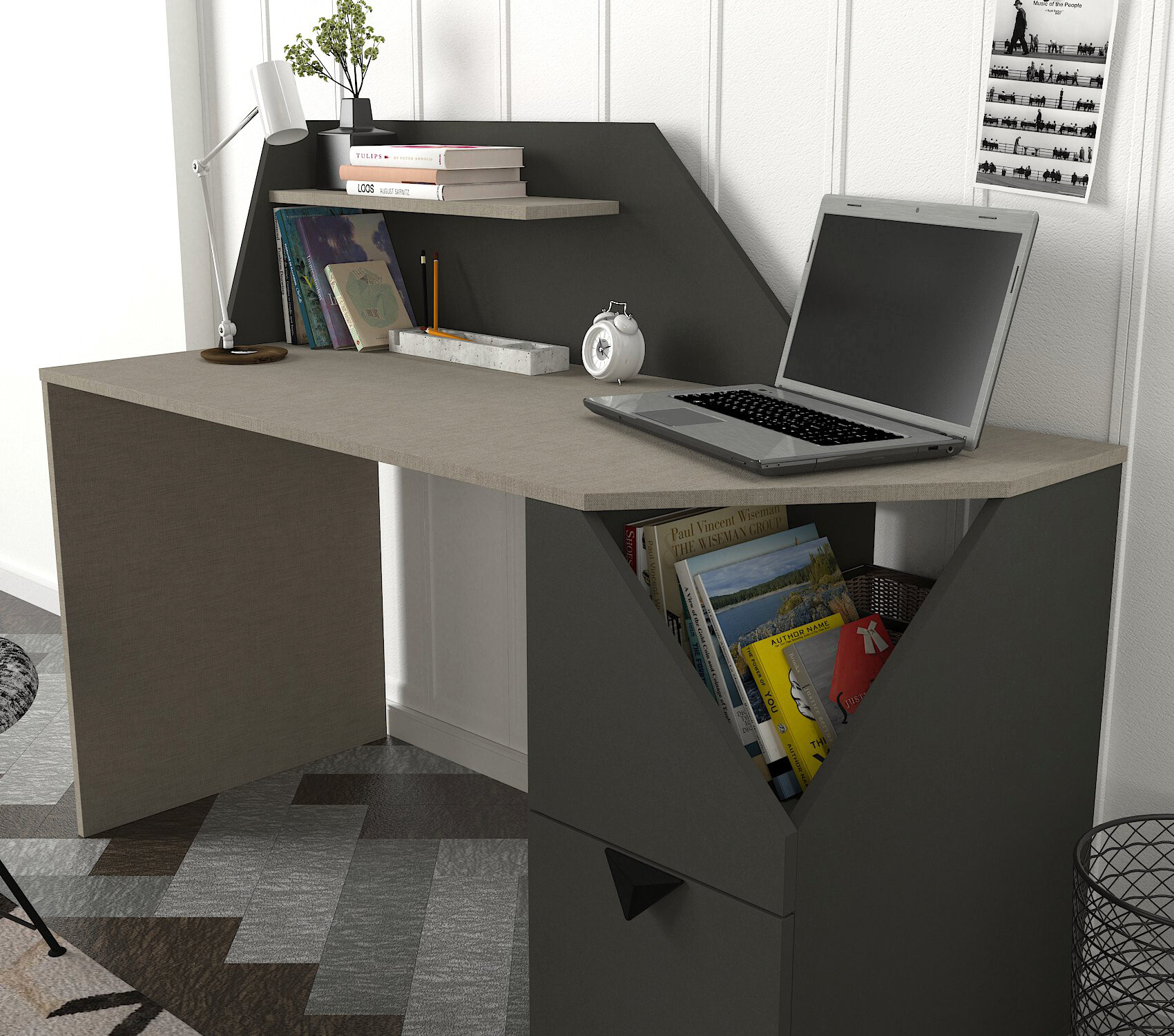 Schreibtisch Gusto grau anthrazit B/H/T: ca. 140x74x60 cm