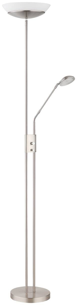 GLOBO Deckenfluter nickel matt Metall Kunststoff Glas B/H/D: ca. 57x180x29 cm