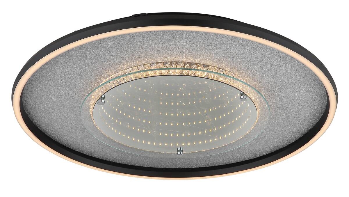 GLOBO Deckenleuchte schwarz silber klar Glas Aluminium Kunststoff H/D: ca. 6,8x51,5 cm 1 Brennstellen