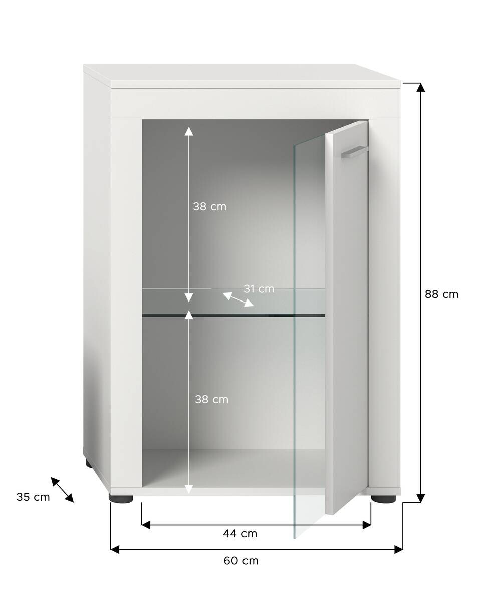 Vitrine Jam weiß B/H/T: ca. 86x60x35 cm