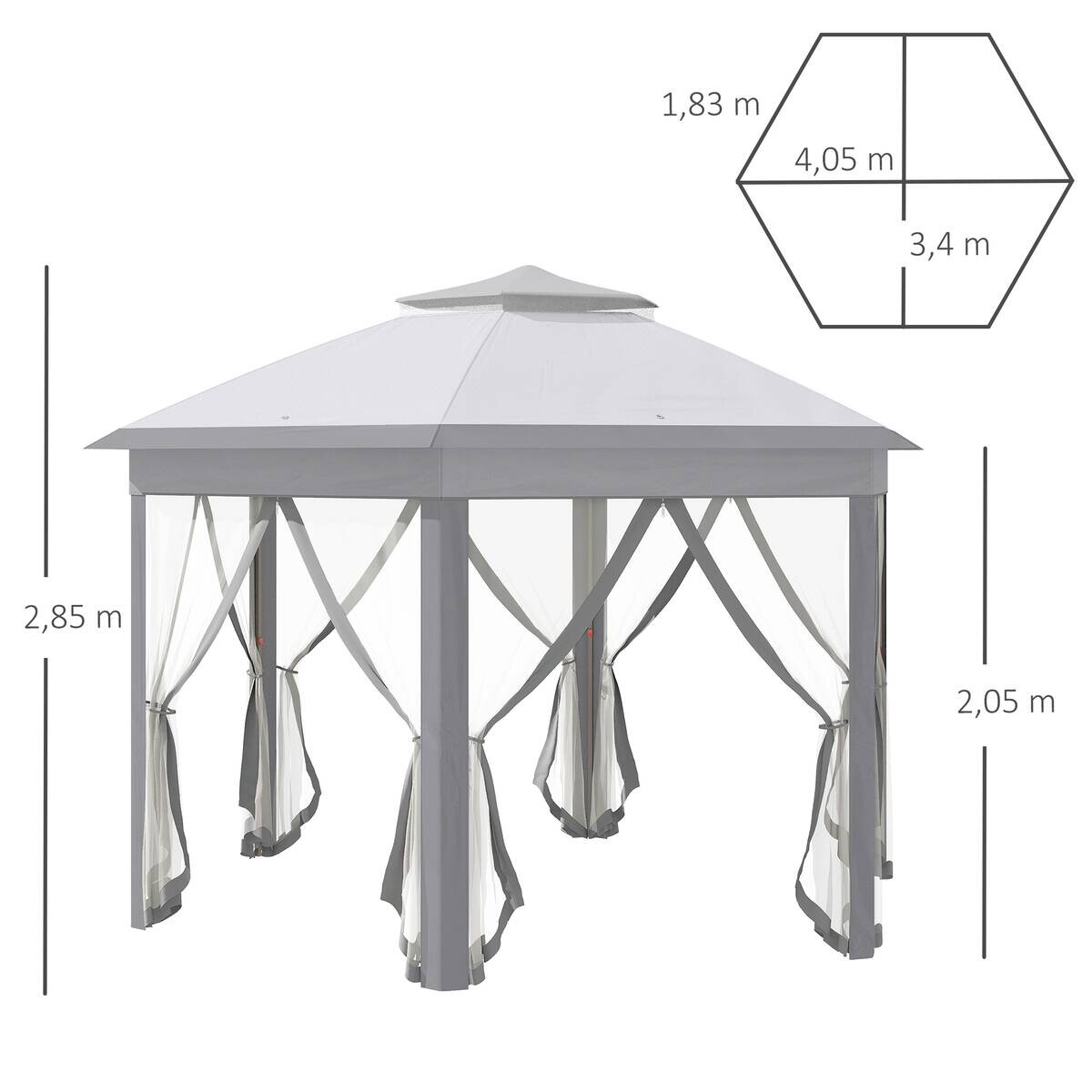Outsunny Pavillon grau Polyester B/H/L: ca. 405x405x285 cm