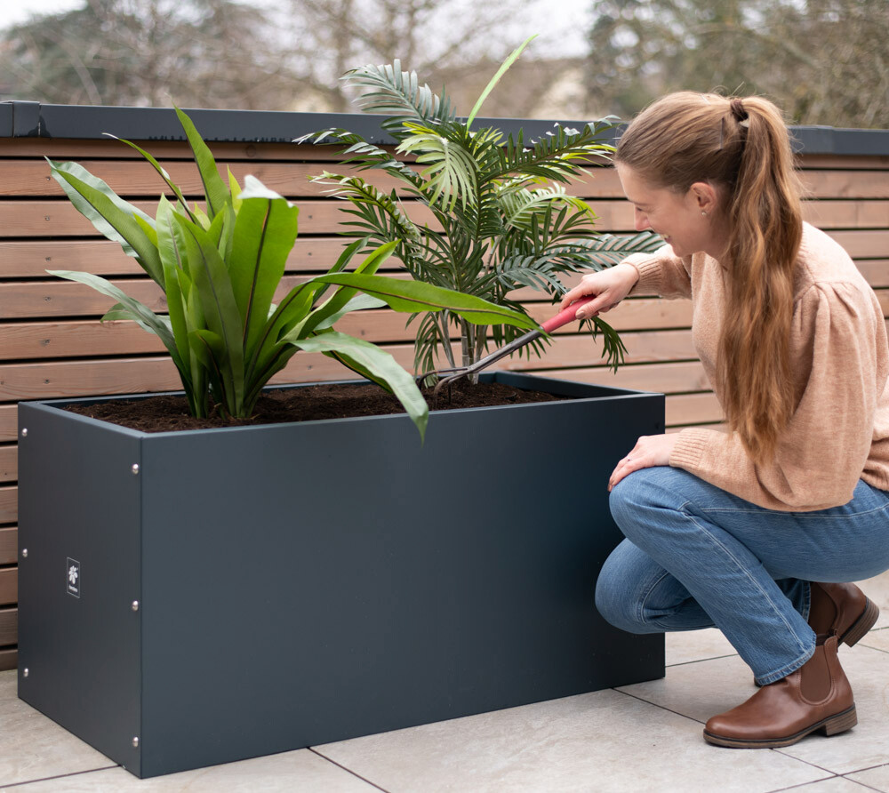Herstera Garden Pflanzkasten anthrazit Stahl B/H/T: ca. 50x50x100 cm