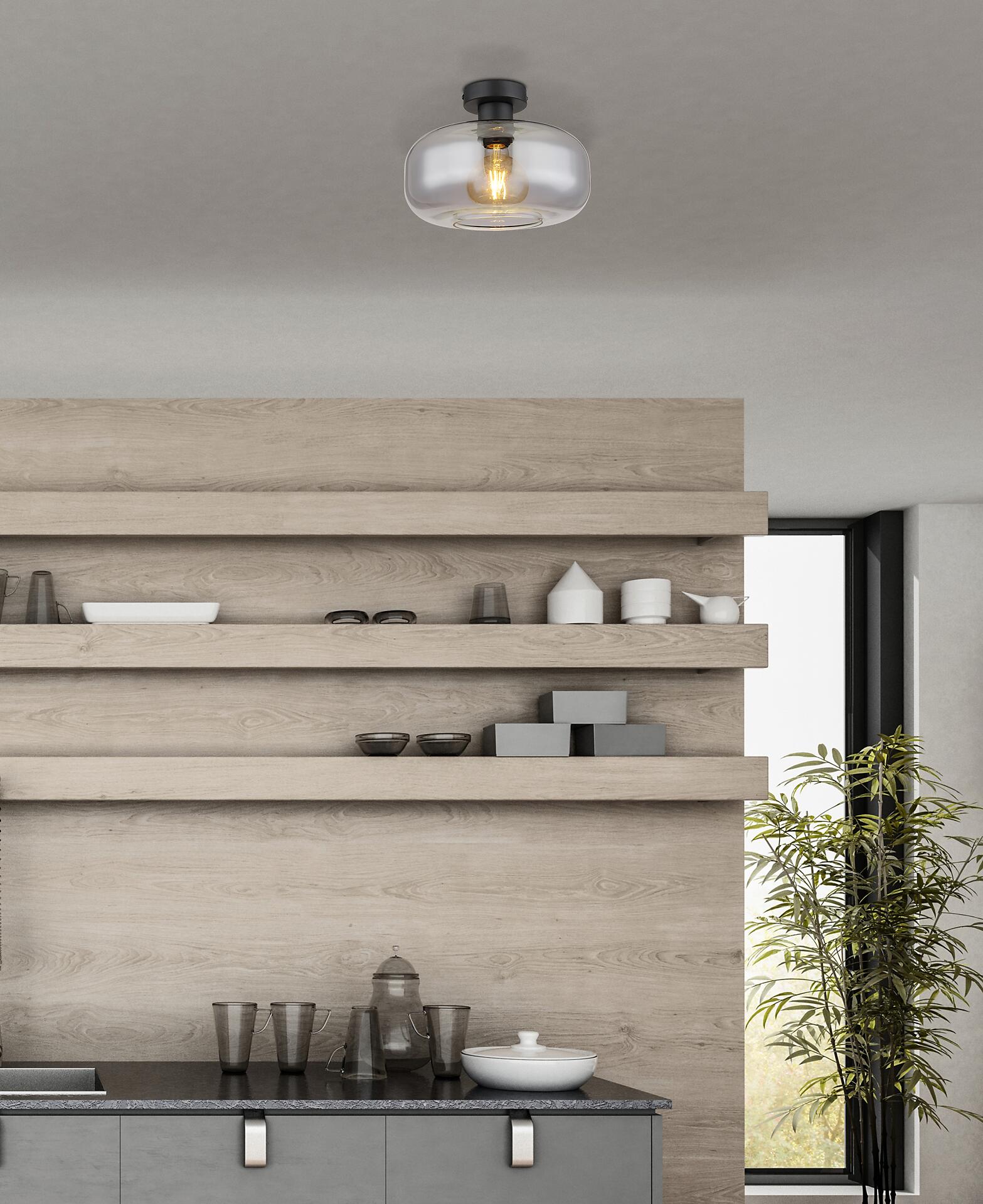 GLOBO Deckenleuchte Giuseppe schwarz Metall H/D: ca. 20,5x28 cm E27 1 Brennstellen