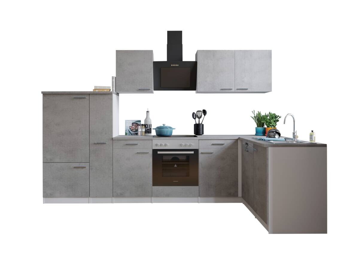 Respekta Winkelküche Malia Beton Optik B/H/T: ca. 310x200x172 cm