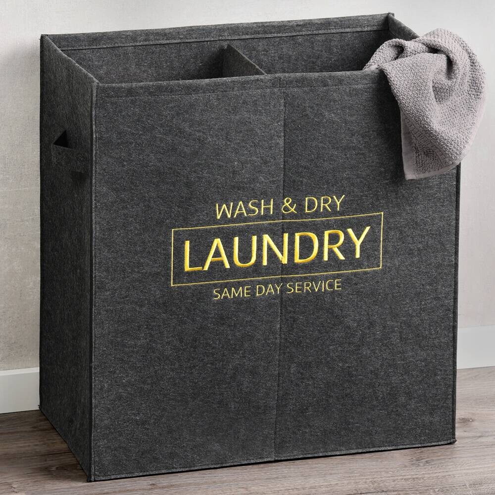 Kesper Wäschesammler schwarz Polyester B/H/L: ca. 28x55x53 cm