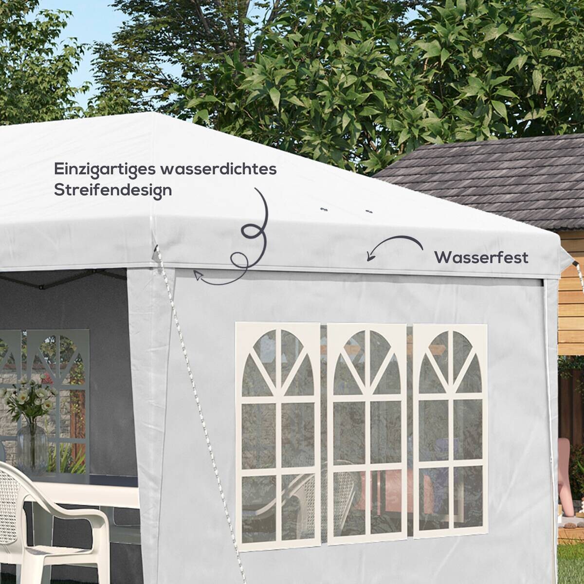 Outsunny Faltpavillon weiß Polyester-Mischgewebe B/H/L: ca. 295x270x585 cm