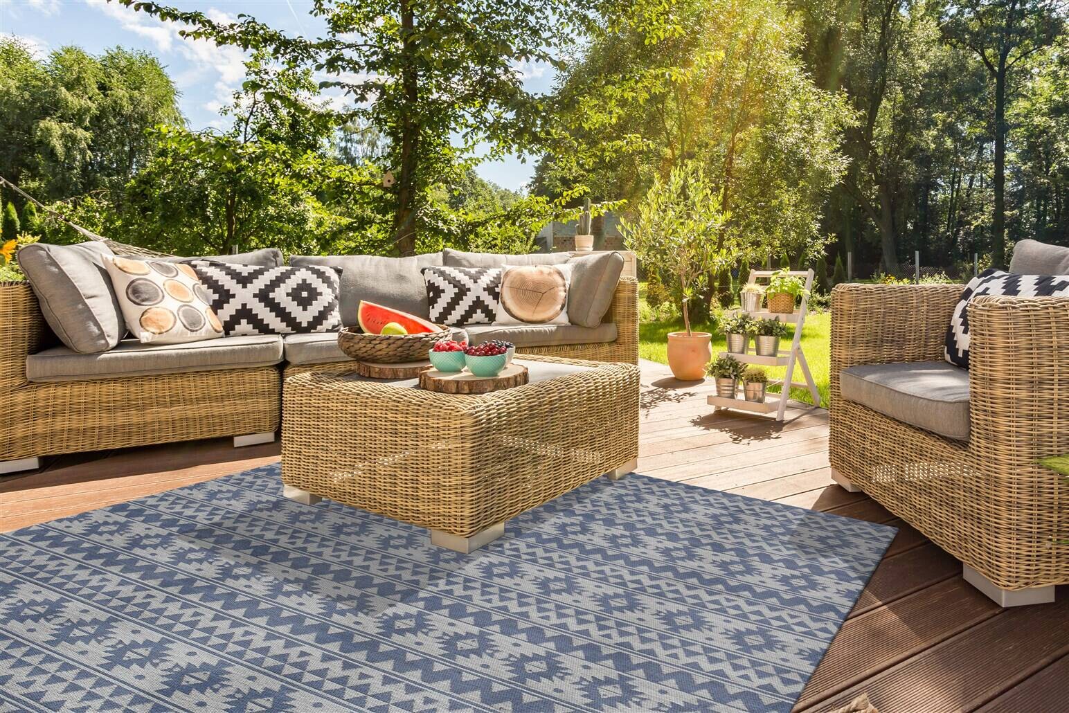 Kayoom Flachgewebeteppich Sunny 210 hellblau B/L: ca. 120x170 cm